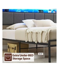 gaomon Bed Frame With 2-Tier Storage Headboard, Upholstered Platform Bed Frame With 2 Storage Drawers, Built In Charging Station & Led, Noise-Free/Met