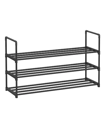 Songmics Home 10 Tier Shoe Shelf with Metal Frame & Non-Woven Fabric Shelves, Black