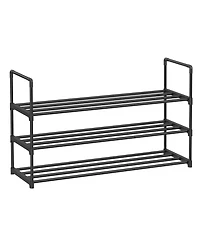 Songmics Home 10 Tier Shoe Shelf with Metal Frame & Non-Woven Fabric Shelves, Black