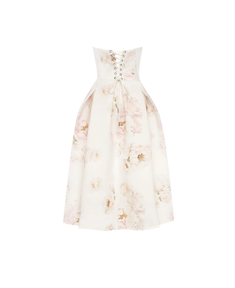 Milla Women's Strapless Midi Dress With A Flower Print