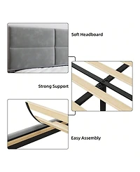 gaomon Full/Queen/King Bed Frame Upholstered Platform, Bed Frame With Square Velvet Headboard, Wooden Slats Support, Non-Slip And Noise-Free, No Box S