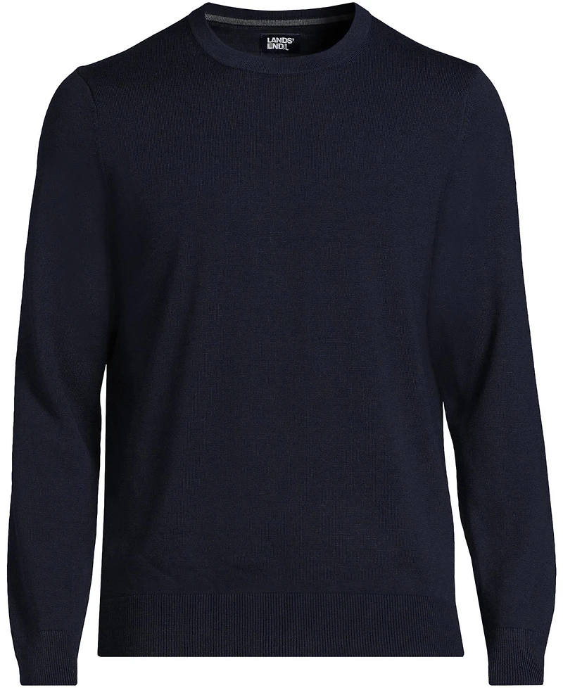 Lands' End Big & Tall Fine Gauge Cotton Crew Neck Sweater