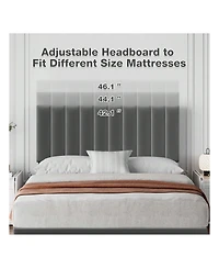 gaomon Platform Bed Frame With Adjustable Velvet Upholstered Headboard, Mattress Foundation With Wooden Slat Support, No Box Spring Needed