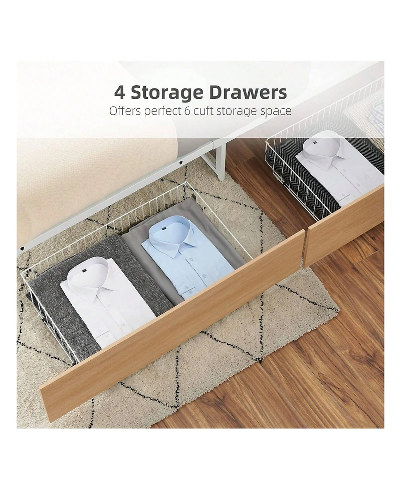 gaomon Bed Frame With 4 Drawers,Platform Bed Frame With Storage,Full Size Platform Bed With Headboard Frame,Metal Bed Frame Steel Slat Support/No Box