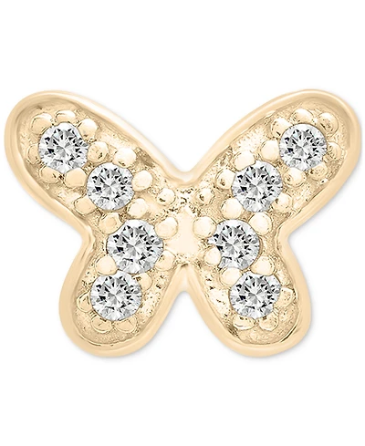 Wrapped Diamond Single Stud Earring (1/20 ct. t.w.) in 10k White or Yellow Gold, Exclusively at Macy's