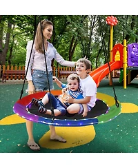 Gouun 40 Inches Saucer Tree Swing for Kids and Adults-Multicolor