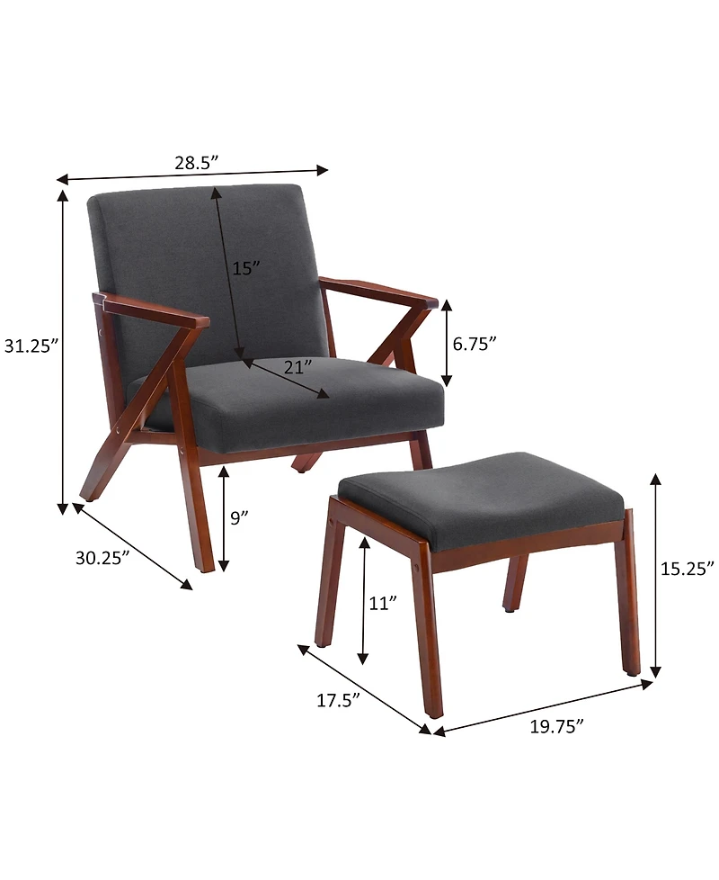 Convenience Concepts 28.5" Cliff Accent Lounge Armchair with Ottoman