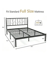 gaomon Metal Platform Bed Frame with Headboard, No Box Spring Needed, Slats Support, Easy Assembly, Under-Bed Storage