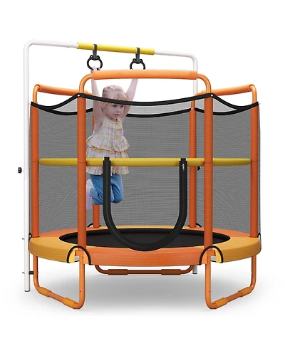 Gymax 5FT Kids 3-in-1 Game Trampoline Seamless W/ Enclosure Net Spring Pad In/ Outdoor