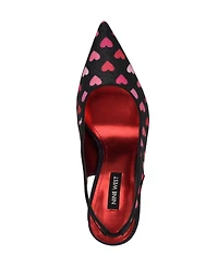 Nine West Women's Feather Glitter Slingback Stiletto Pumps