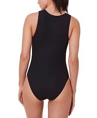 Women's Malibu Adjustible Snap-Front High Neck Ribbed One-Piece Swimsuit