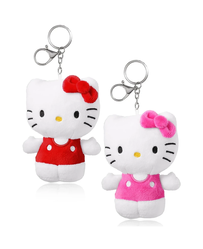 Hello Kitty Sanrio Red and Pink Plush Keychain Travel Giftable Set