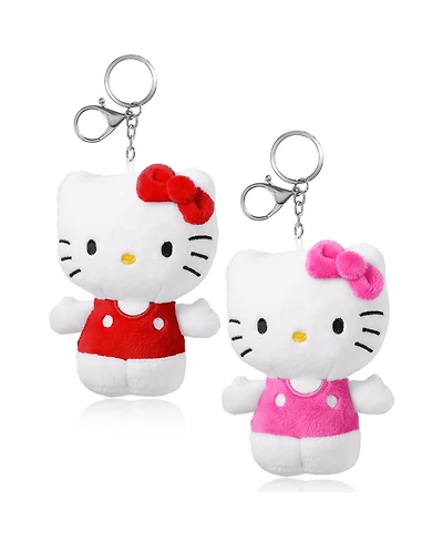 Hello Kitty Sanrio Red and Pink Plush Keychain Travel Giftable Set