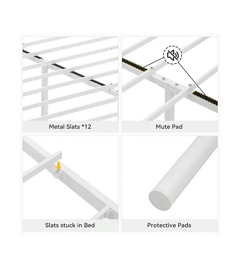gaomon Metal Platform Bed Frame With Headboard And Footboard, Steel Slat Support Mattress Foundation
