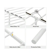 gaomon Metal Platform Bed Frame With Headboard And Footboard, Steel Slat Support Mattress Foundation