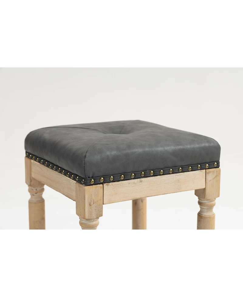 Streamdale Tufted 26INCH stools Wooden counter stools set of 2