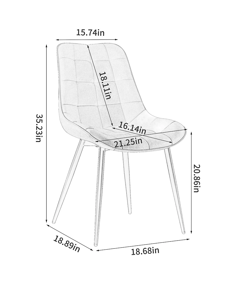 Streamdale Modern Creamy white Fabric Dining Chair with Stylish Grid Pattern