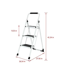 3 Step Ladder Portable Folding Ladder Stool for Adults with Wide Anti-Slip Pedal