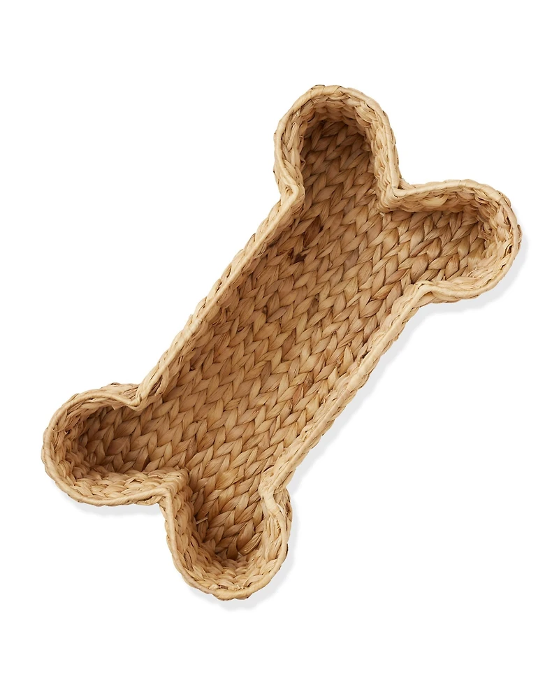 Casafield Dog Bone Shaped Storage Basket - Natural, Large Water Hyacinth Pet Toy Bin Organizer