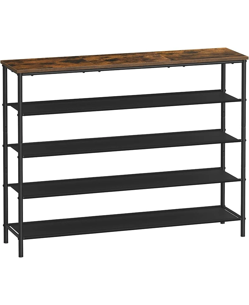 Songmics Home Industrial Style 5-Tier Shoe Rack, Organize 20-24 Pairs of Shoes, Brown & Black