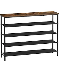 Songmics Home Industrial Style 5-Tier Shoe Rack, Organize 20-24 Pairs of Shoes, Brown & Black