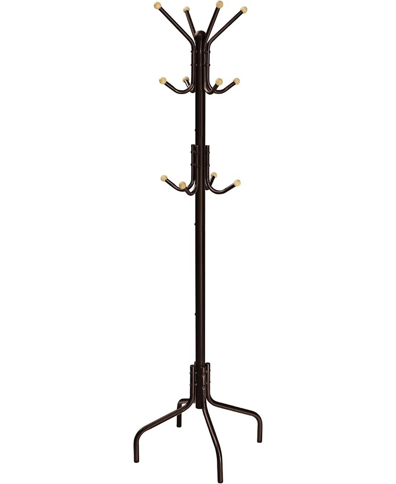 Songmics Home Freestanding Tree-Shaped Coat Rack with 4 Legs & 12 Hooks, Coffee Brown