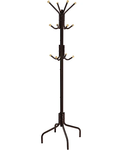 Songmics Home Freestanding Tree-Shaped Coat Rack with 4 Legs & 12 Hooks, Coffee Brown
