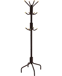 Songmics Home Freestanding Tree-Shaped Coat Rack with 4 Legs & 12 Hooks, Coffee Brown