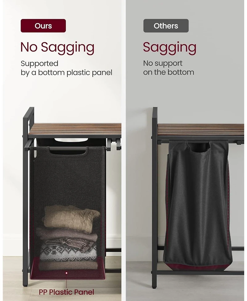Songmics Home Laundry Hamper and Sorter, 2 pull-out & removable bags, White