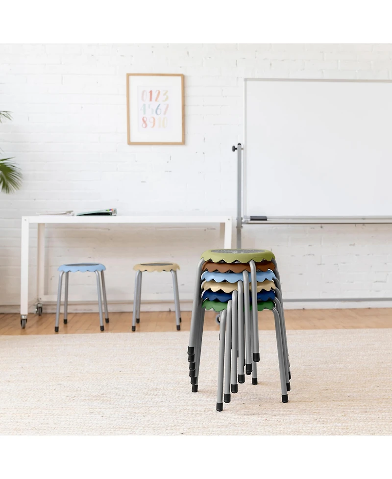 ECR4Kids Daisy Stackable Stool Set, Earthtone, 8-Piece