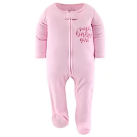 The Peanutshell Floral Love Footed Baby Sleepers for Girls, 3 Pack
