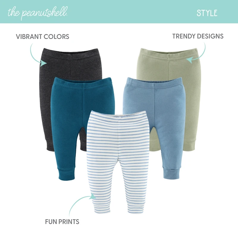 The Peanutshell Baby Boys Pants, 5-Pack Basics