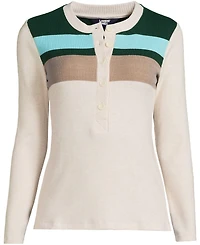 Lands' End Women's Long Sleeve Cozy Rib Henley Top