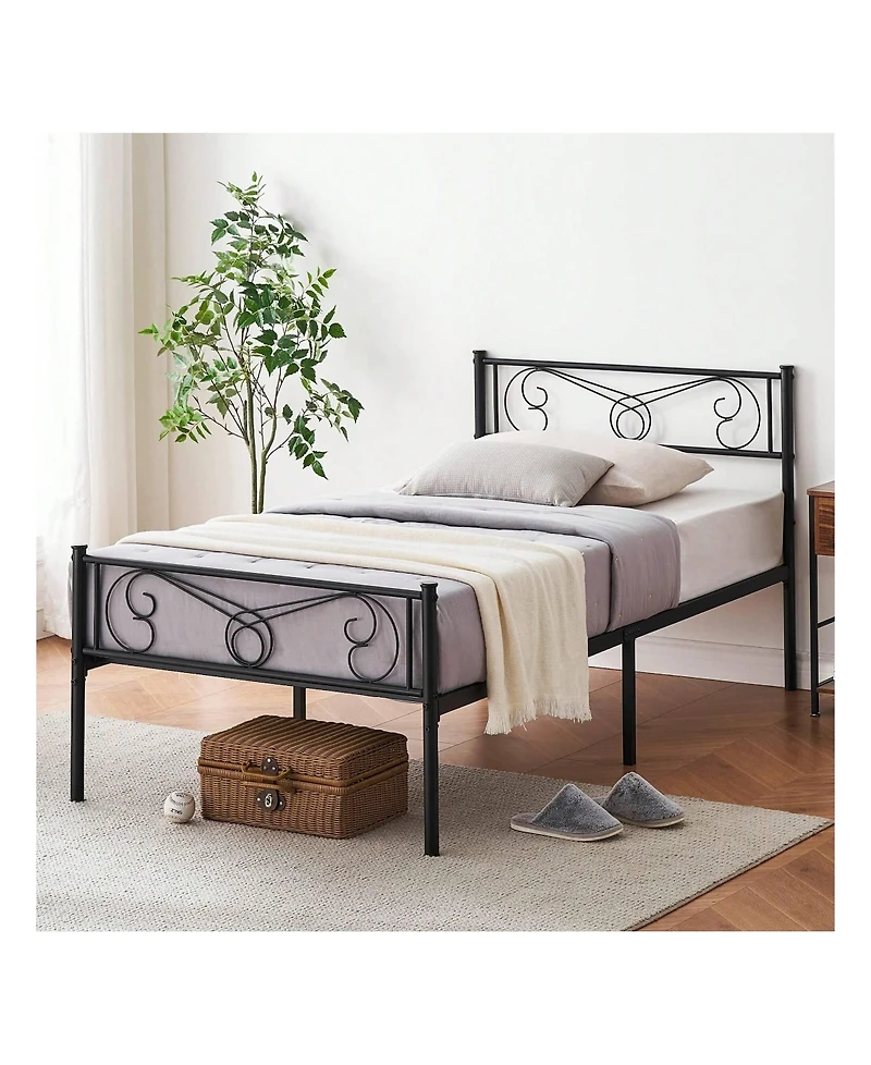 gaomon Metal Platform Bed Frame With Headboard And Footboard, Steel Slat Support Mattress Foundation