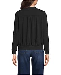 Lands' End Women's Long Sleeve Lightweight Jersey Surplice Blouse