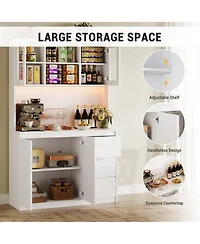 gaomon 70" Kitchen Food Pantry with Charge Station, Led Light,Storage Cabinet