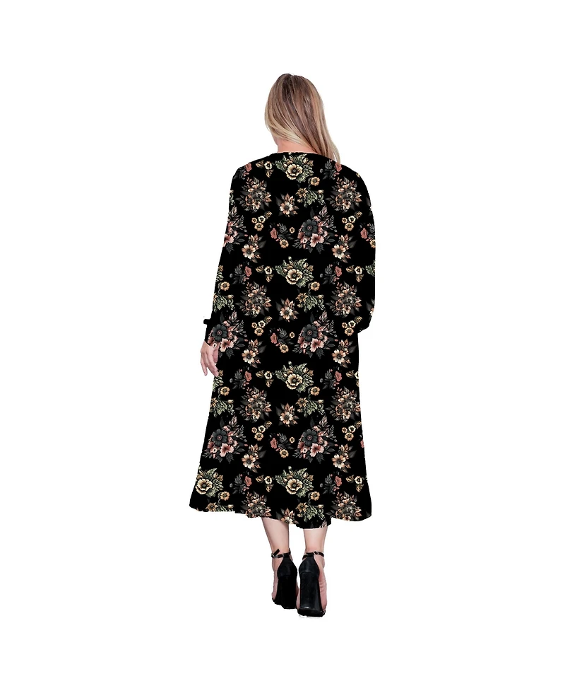 Standards & Practices Plus Floral-Print Long Sleeve Maxi Wrap Dress