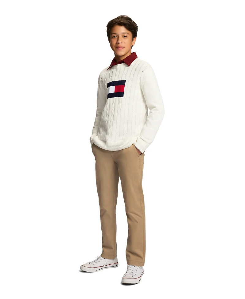 Tommy Hilfiger Big Boys Flat Front Stretch Chino Pant