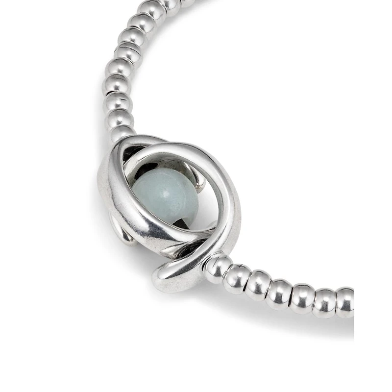 UNOde50 One Strand Elastic Double Moon Bead Metal Bracelet