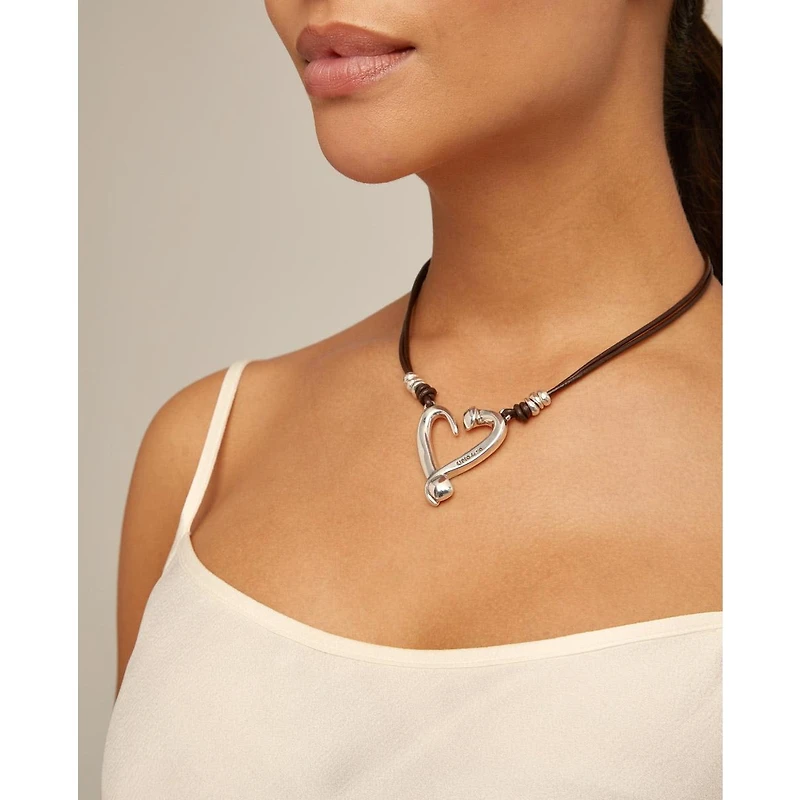 UNOde50 Sterling Silver-Plated Metal Alloy and Medium Heart Necklace