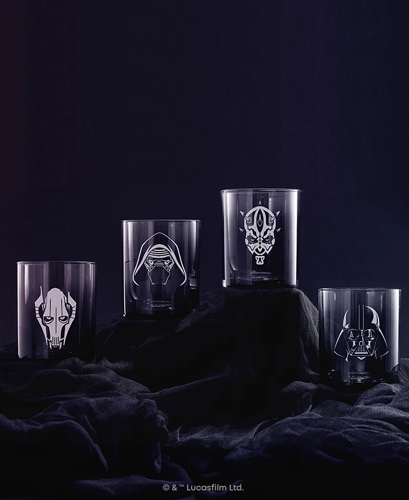 JoyJolt Star Wars Dark Side Short Drinking Glasses, Set of 4