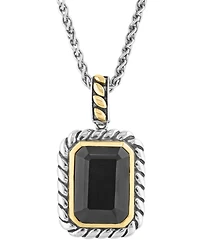 Effy Onyx Rope-Framed 18" Pendant Necklace in Sterling Silver & 14k Gold-Plate