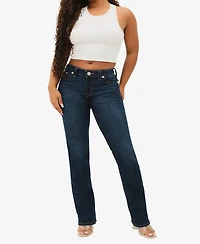 True Religion Women's Billie Mid Rise Straight Jeans