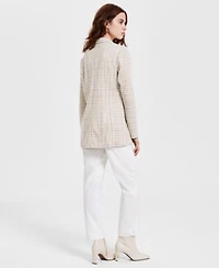 Liverpool Los Angeles Womens Plaid Boucle Boyfriend Blazer Sleeveless Top Cropped Twill Trousers