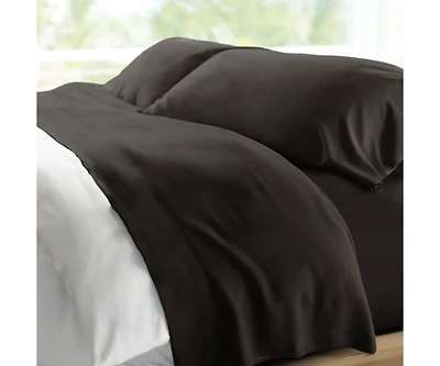 Cariloha Retreat 4-Piece Sateen Sheet Set | Black Sand | Cal King | Lyocell Material | Breathable, Corner Straps, Extra soft & Cooling