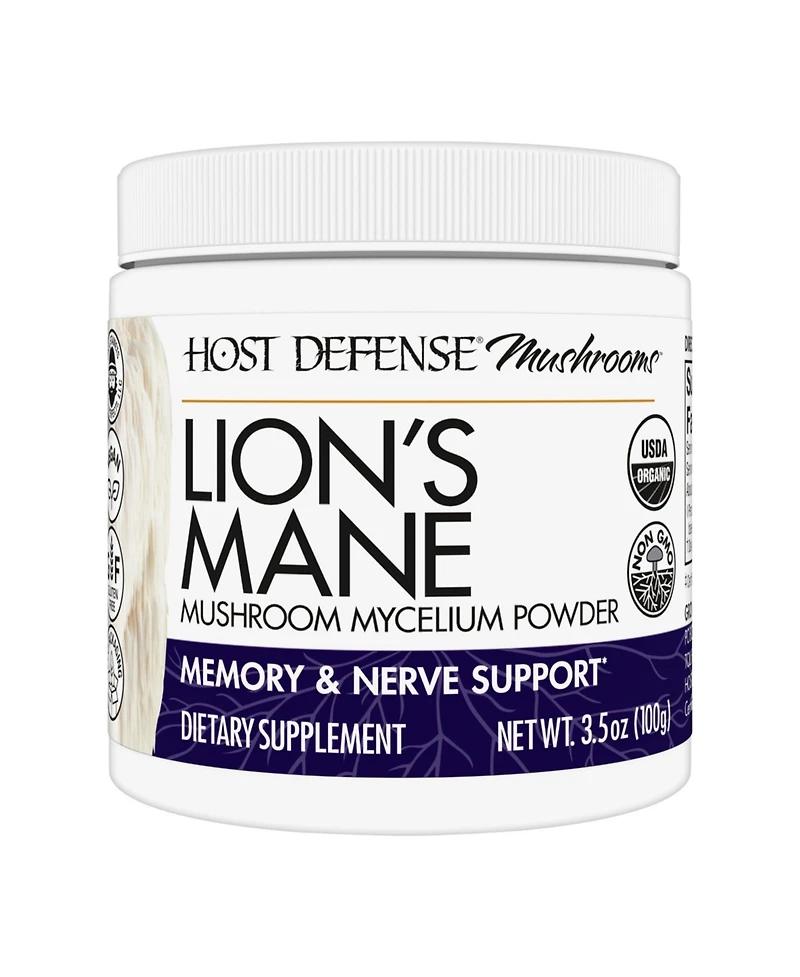 Host Defense Lion's Mane Powder - Brain Health Support Supplement - Mushroom Supplement to Support Focus & Memory Function