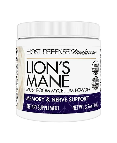 Host Defense Lion's Mane Powder - Brain Health Support Supplement - Mushroom Supplement to Support Focus & Memory Function