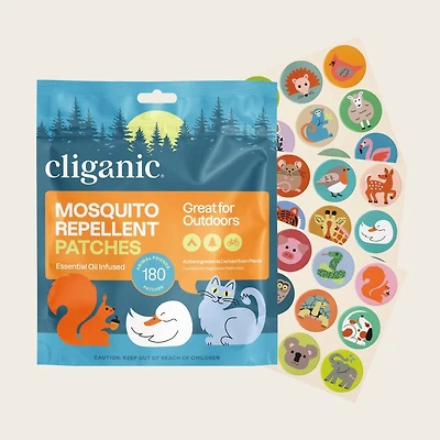 Cliganic Mosquito Repellent Patches - Animal - 180 Count