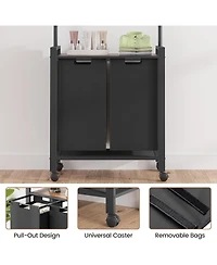 gaomon Laundry Sorter, 2 Section Laundry Hamper With Hanging Bar, Laundry Basket Organizer With Storage Shelf