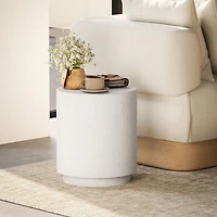 Homcom Accent Table with Concrete Finish, Round Side Table, Light